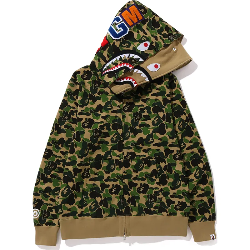 BAPE ABC Green Camo Double Shark Full Zip Hoodie - Image 2
