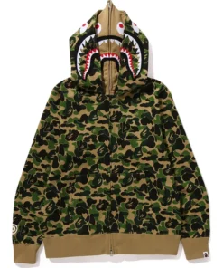 BAPE ABC Green Camo Double Shark Full Zip Hoodie