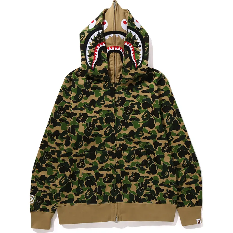 BAPE ABC Green Camo Double Shark Full Zip Hoodie