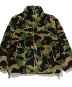 BAPE ABC Green Camo Metal One Point Boa Jacket
