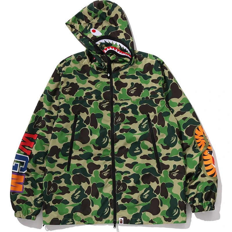 BAPE ABC Green Camo Shark Hoodie Jacket - Image 2