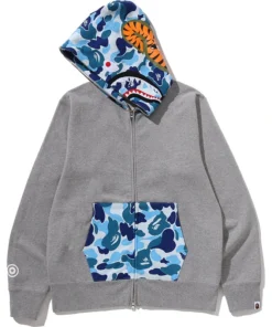BAPE ABC Grey Camo Shark Full Zip Hoodie