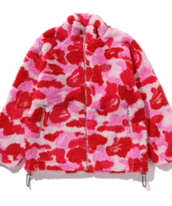 BAPE ABC Pink Camo Metal One Point Boa Jacket