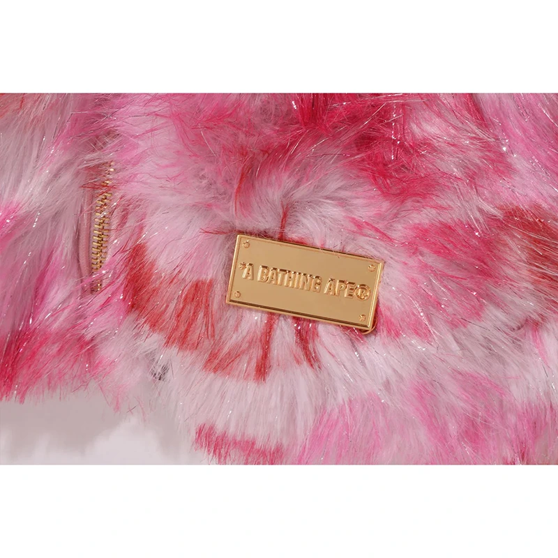 BAPE ABC Pink Camo One Point Metallic Long Fur Jacquard Down Jacket - Image 6