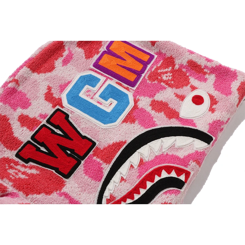 BAPE ABC Pink Camo Towel Jacquard Shark Cropped Full Zip Hoodie - Image 4