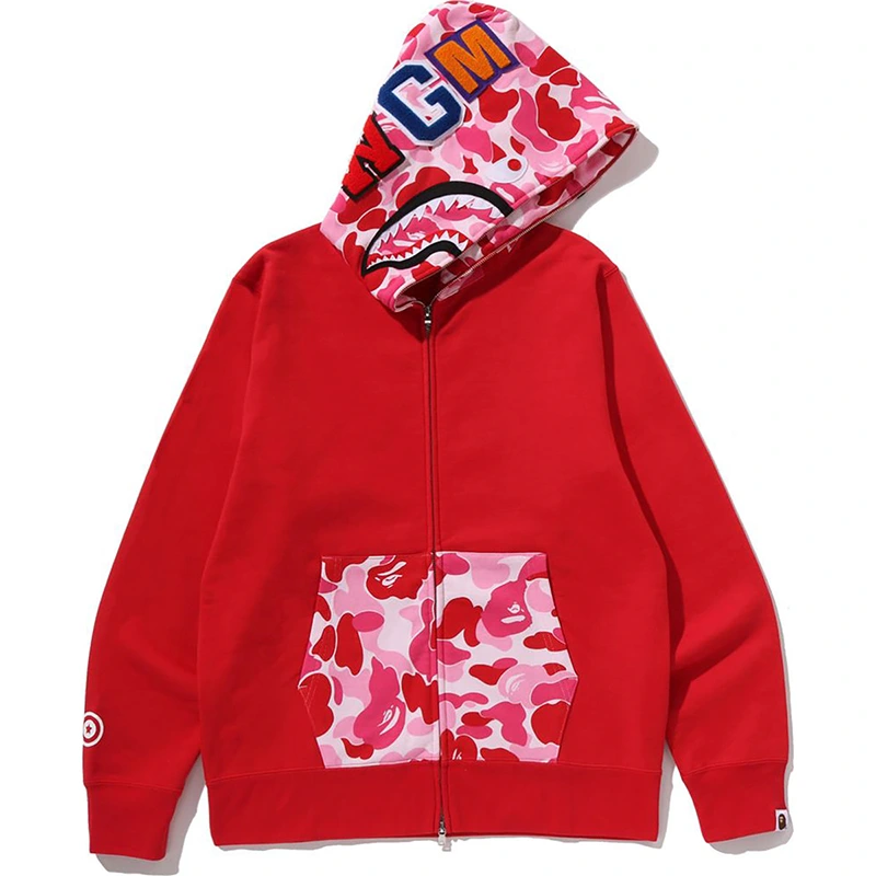 BAPE ABC Red Camo Shark Full Zip Hoodie - Image 2