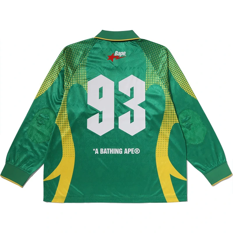BAPE Ape Flame Monogram Jacquard Logo Relaxed Fit Football Jersey - Image 2