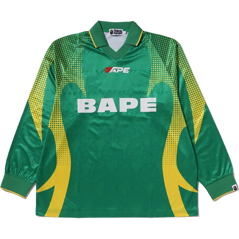 BAPE Ape Flame Monogram Jacquard Logo Relaxed Fit Football Jersey