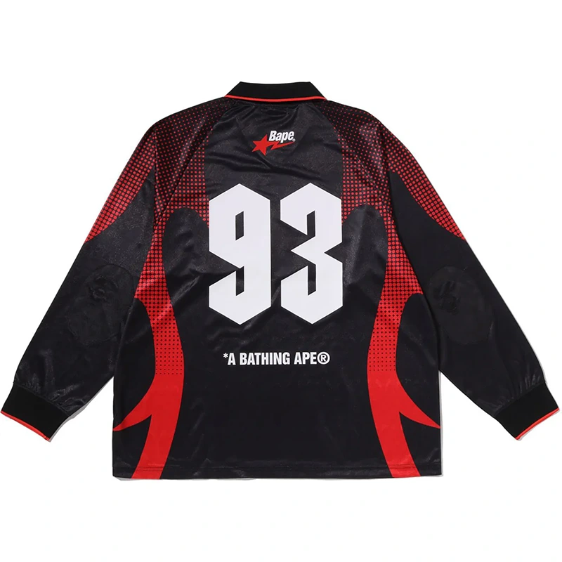 BAPE Ape Flame Monogram Jacquard Logo Green Relaxed Fit Football Jersey - Image 2