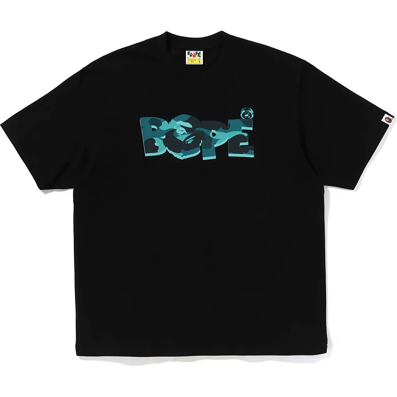 BAPE Black Color Camo Logo Relaxed Fit Tee