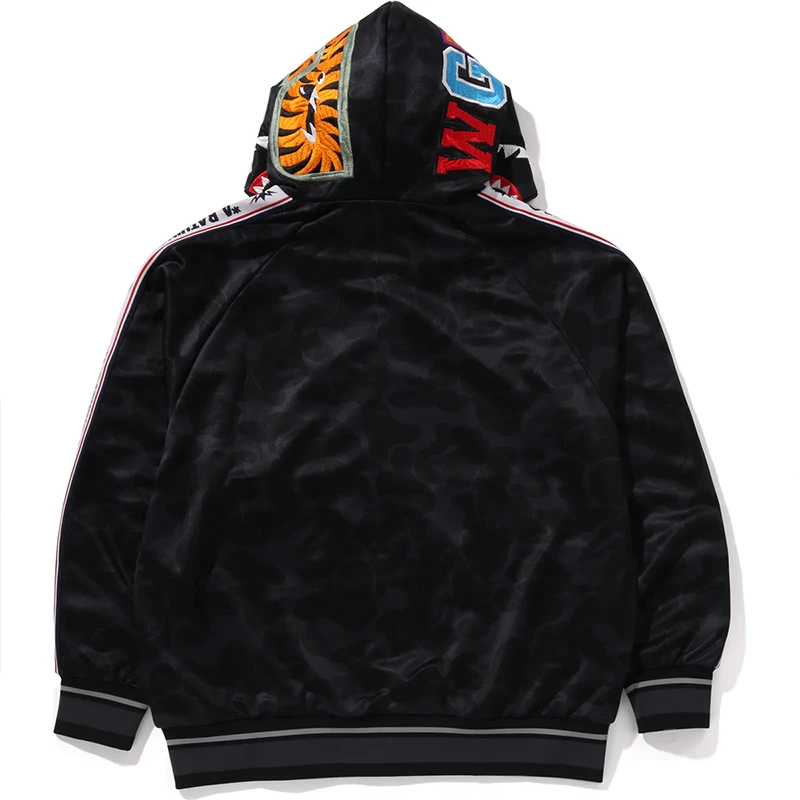 BAPE Black Mens Solid Camo Relaxed Fit Shark Full Zip Hoodie Jacket - Image 3