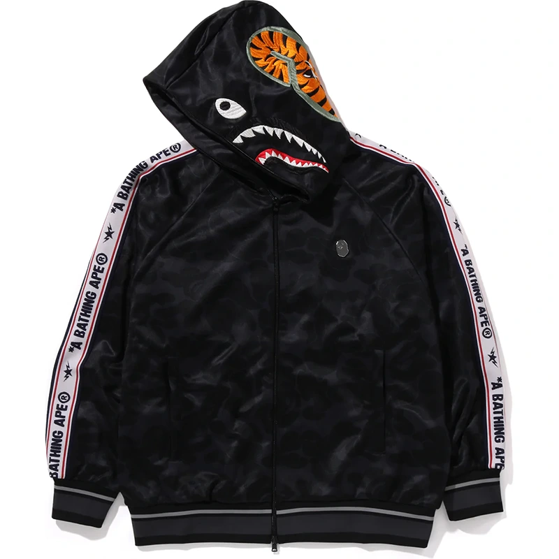 BAPE Black Mens Solid Camo Relaxed Fit Shark Full Zip Hoodie Jacket - Image 2