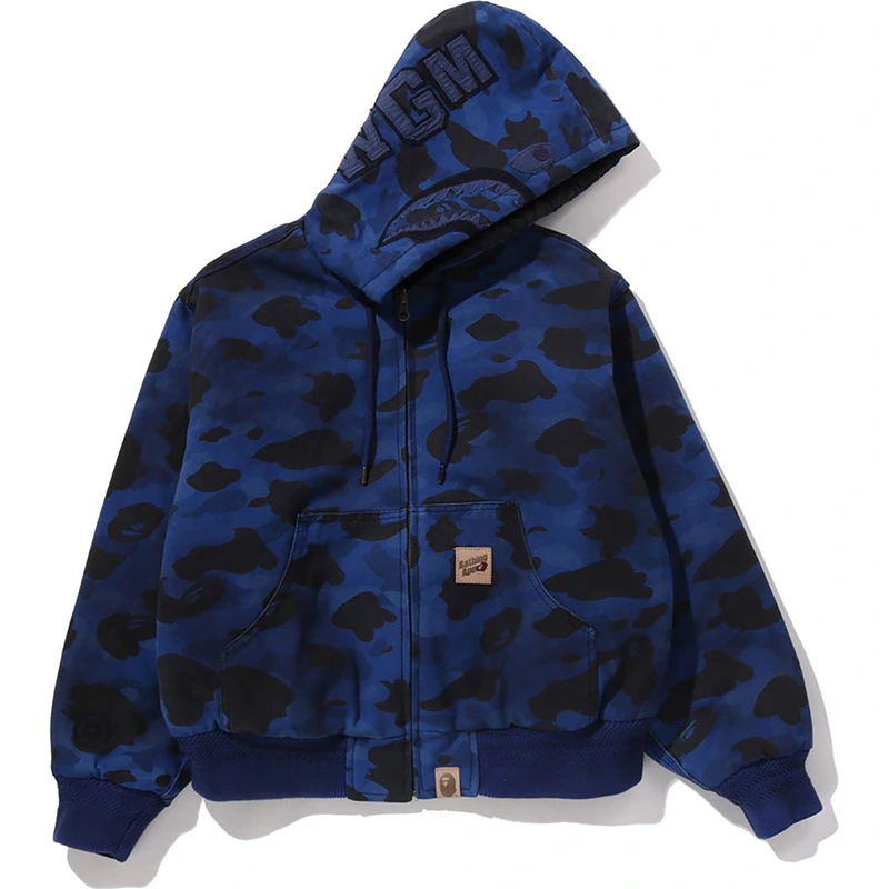 BAPE Black Solid 1st Camo Reversible Shark Zip Heavy Jacket