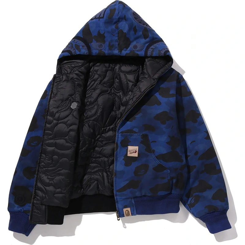 BAPE Black Solid 1st Camo Reversible Shark Zip Heavy Jacket - Image 4