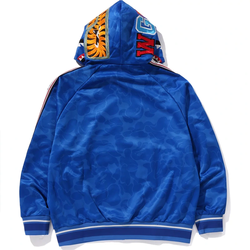 BAPE Blue Mens Solid Camo Relaxed Fit Shark Full Zip Hoodie Jacket - Image 3