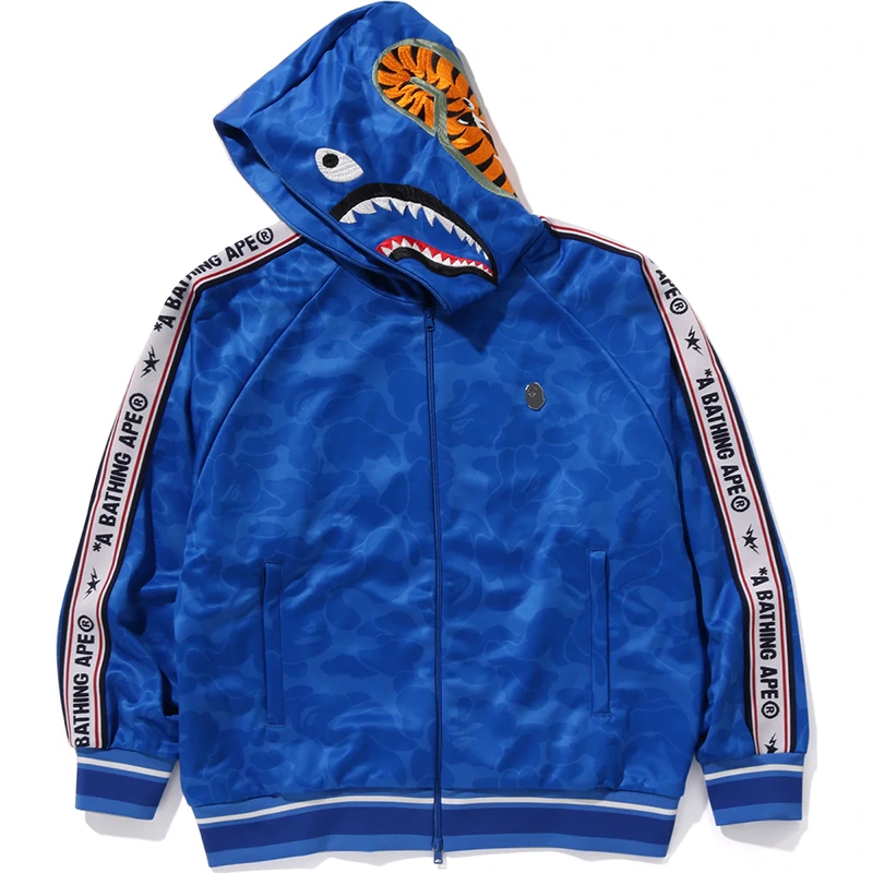 BAPE Blue Mens Solid Camo Relaxed Fit Shark Full Zip Hoodie Jacket - Image 2