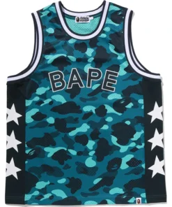 BAPE Color Green Camo Mesh Multi Logo Relaxed Fit Tank Top