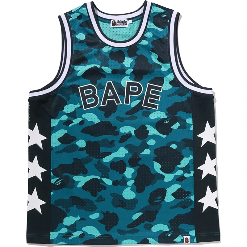 BAPE Color Green Camo Mesh Multi Logo Relaxed Fit Tank Top
