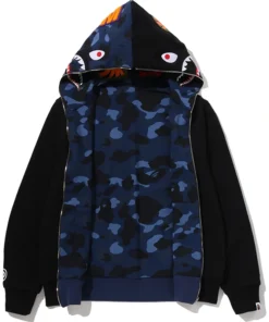 BAPE Color Navy Camo Reversible Shark Full Zip Hoodie