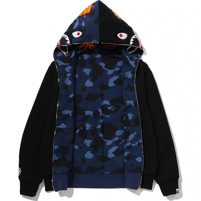 BAPE Color Navy Camo Reversible Shark Full Zip Hoodie