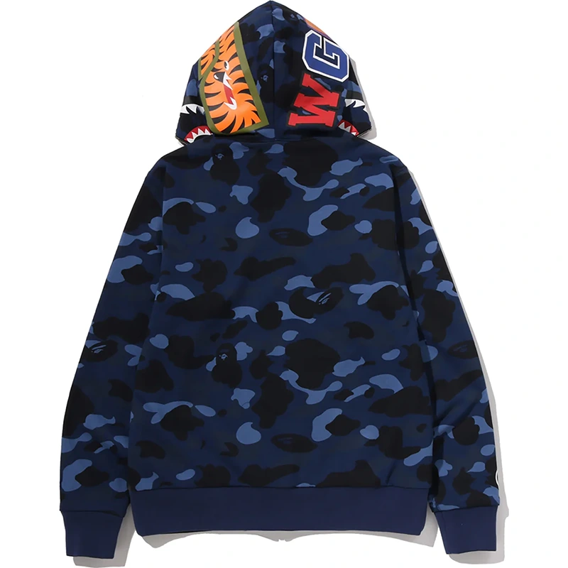 BAPE Color Navy Camo Reversible Shark Full Zip Hoodie - Image 4