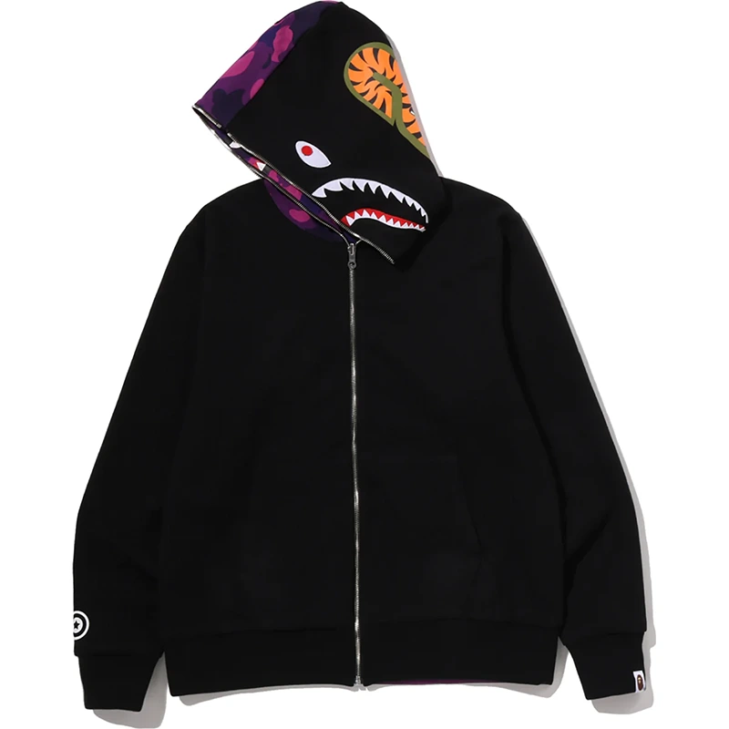 BAPE Color Purple Camo Reversible Shark Full Zip Hoodie - Image 6
