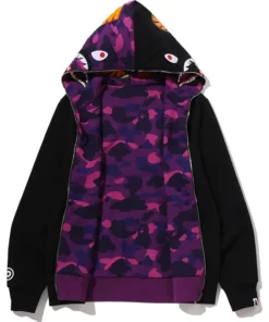 BAPE Color Purple Camo Reversible Shark Full Zip Hoodie