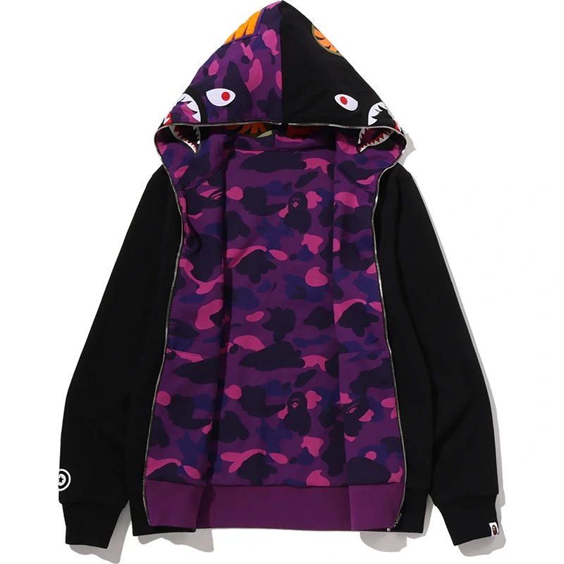 BAPE Color Purple Camo Reversible Shark Full Zip Hoodie