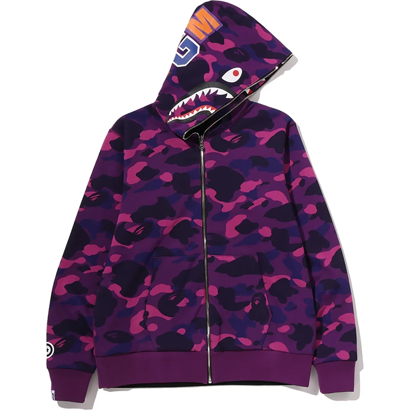 BAPE Color Purple Camo Reversible Shark Full Zip Hoodie - Image 2