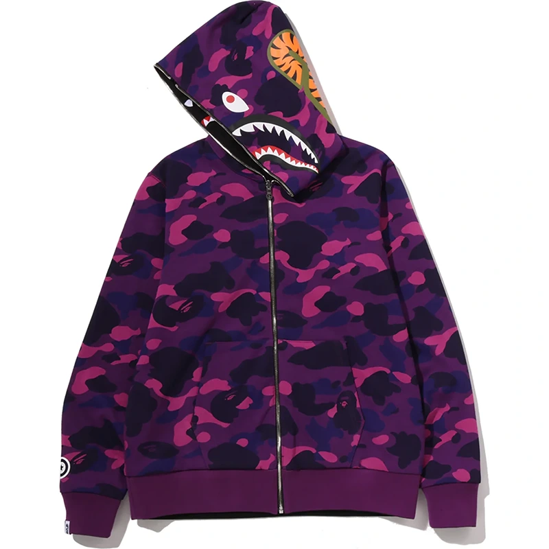 BAPE Color Purple Camo Reversible Shark Full Zip Hoodie - Image 3