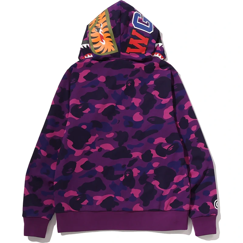 BAPE Color Purple Camo Reversible Shark Full Zip Hoodie - Image 4