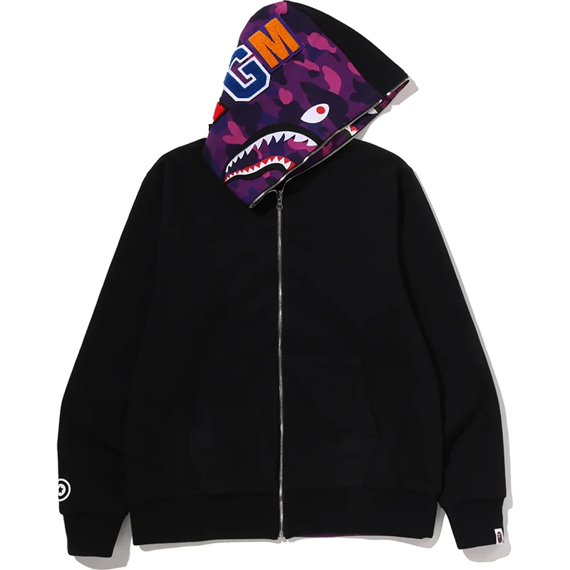 BAPE Color Purple Camo Reversible Shark Full Zip Hoodie - Image 7