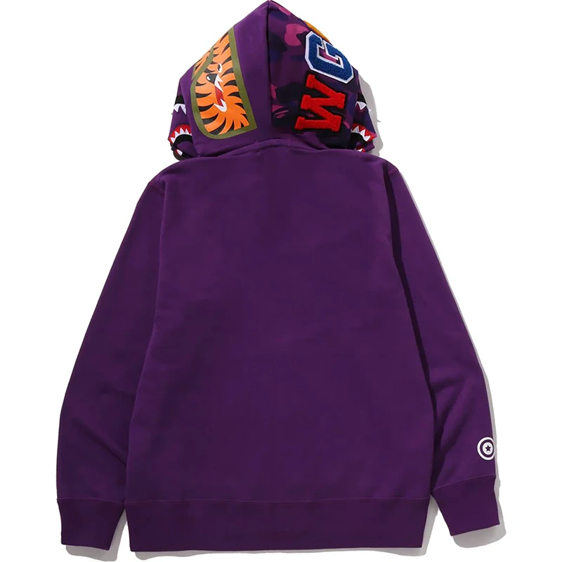 BAPE Color Purple Camo Shark Full Zip Double Hoodie - Image 4