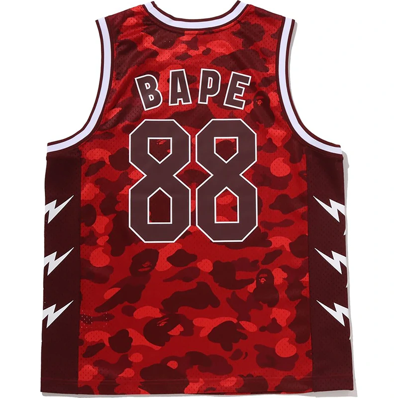 BAPE Color Red Camo Mesh Multi Logo Relaxed Fit Tank Top - Image 2