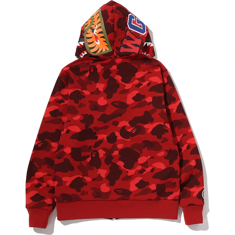 BAPE Color Red Camo Reversible Shark Full Zip Hoodie - Image 4