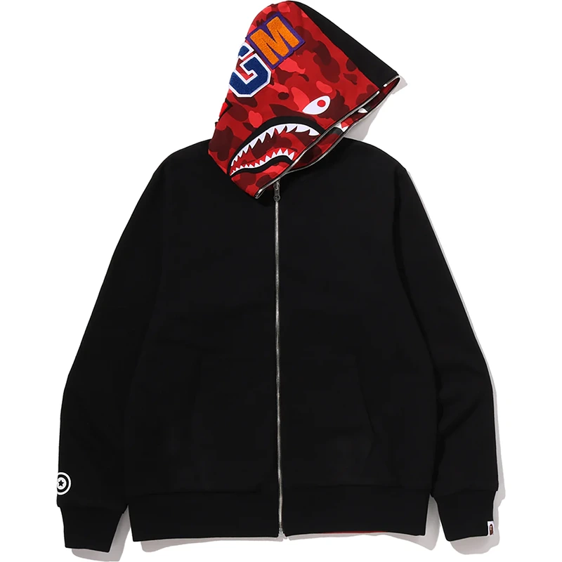 BAPE Color Red Camo Reversible Shark Full Zip Hoodie - Image 5