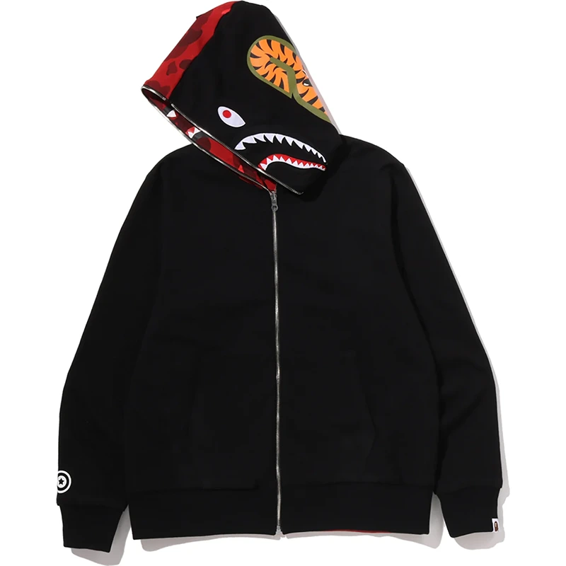 BAPE Color Red Camo Reversible Shark Full Zip Hoodie - Image 7
