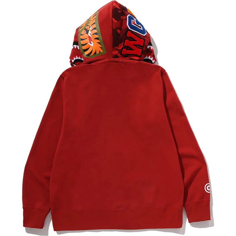 BAPE Color Red Camo Shark Full Zip Double Hoodie - Image 4