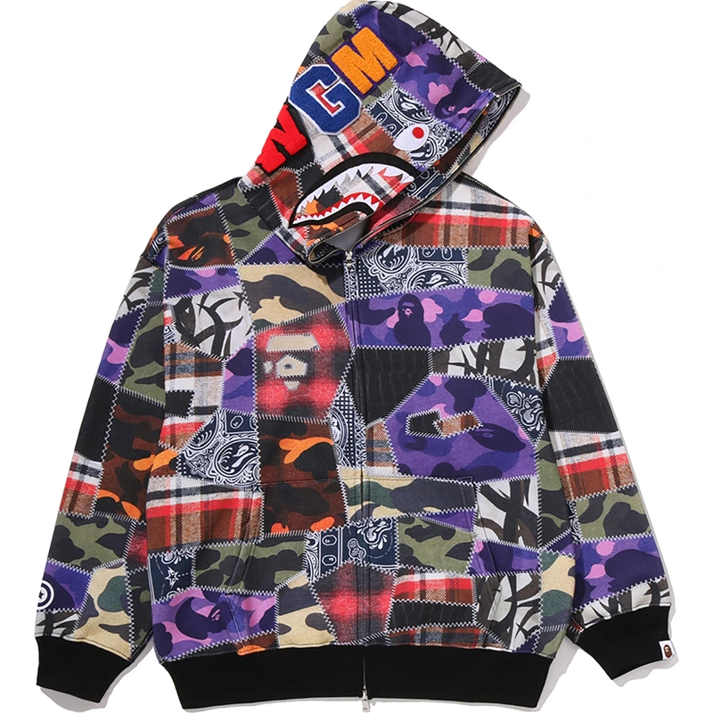 BAPE Crazy Patch Shark Full Zip Hoodie - Image 2