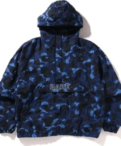 BAPE Crinkle Effect Color Camo Half Zip Hoodie Jacket