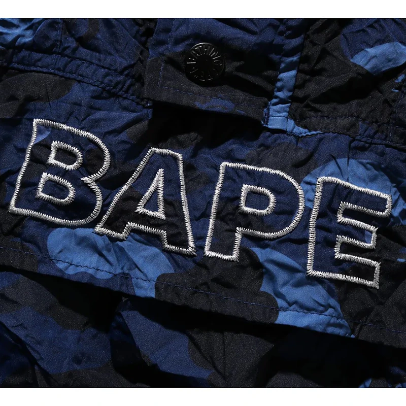 BAPE Crinkle Effect Color Camo Half Zip Hoodie Jacket - Image 3