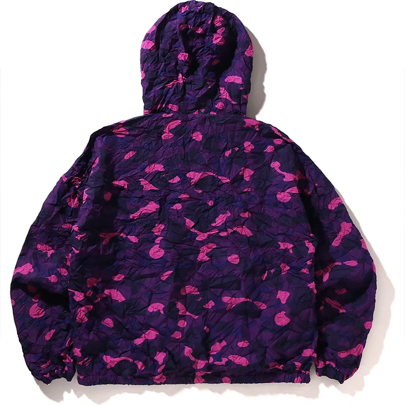 BAPE Crinkle Effect Purple Color Camo Half Zip Hoodie Jacket - Image 2