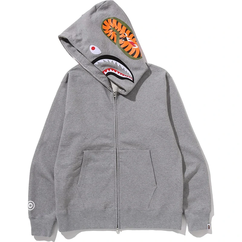 BAPE Grey Shark Full Zip Hoodie - Image 2