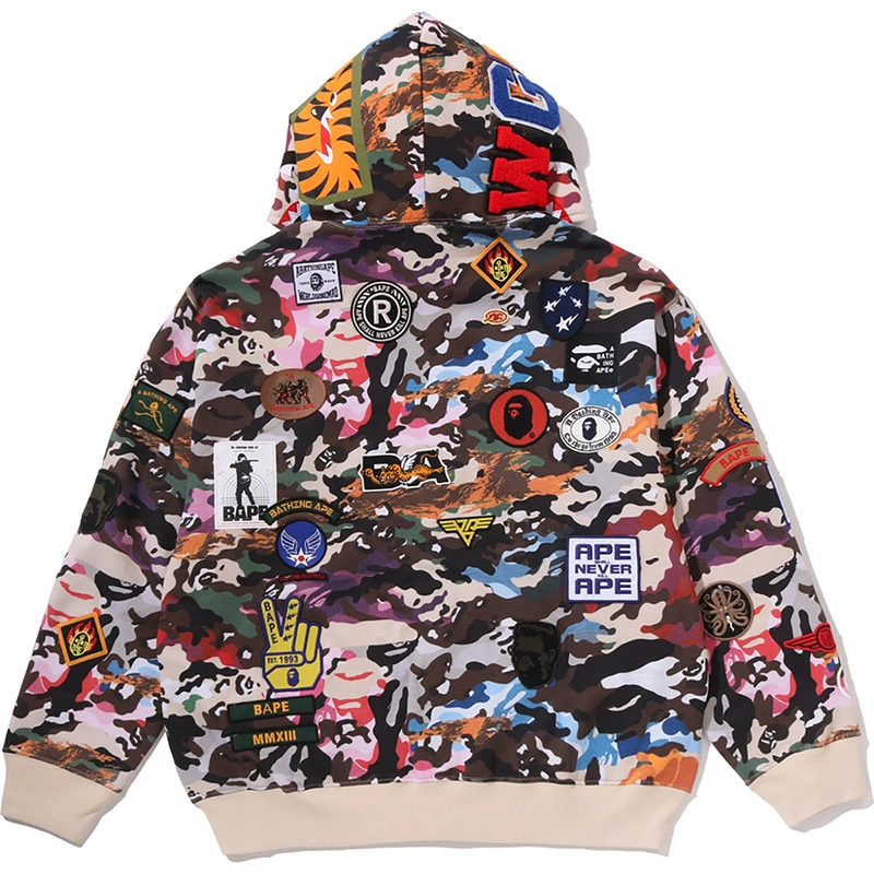 BAPE Hybrid Camo Multi Badge Shark Relaxed Fit Full Zip Hoodie - Image 3