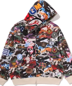 BAPE Hybrid Camo Multi Badge Shark Relaxed Fit Full Zip Hoodie