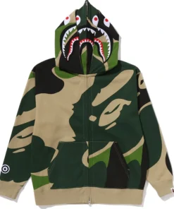 BAPE Mega ABC Green Camo Double Shark Relaxed Fit Full Zip Hoodie