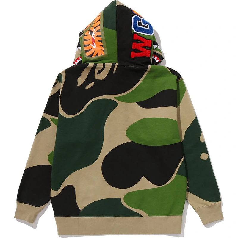 BAPE Mega ABC Green Camo Double Shark Relaxed Fit Full Zip Hoodie - Image 4