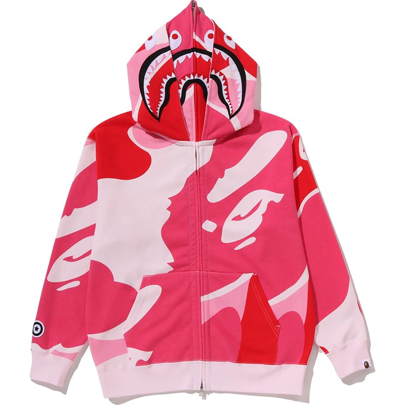 BAPE Mega ABC Pink Camo Double Shark Relaxed Fit Full Zip Hoodie