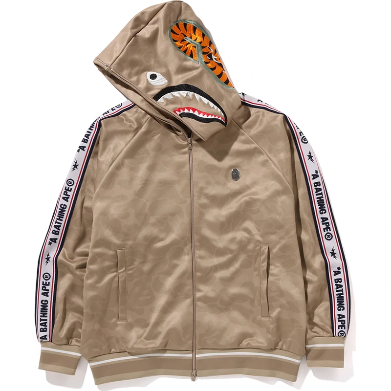 BAPE Mens Solid Camo Relaxed Fit Shark Full Zip Hoodie Jacket - Image 2