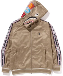 BAPE Mens Solid Camo Relaxed Fit Shark Full Zip Hoodie Jacket
